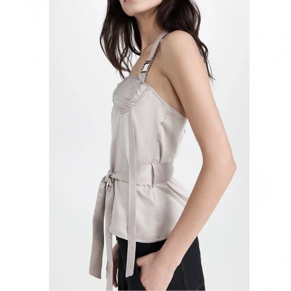 NEW ROKH BEIGE BUSTIER HALTER TOP - Picture 5 of 10